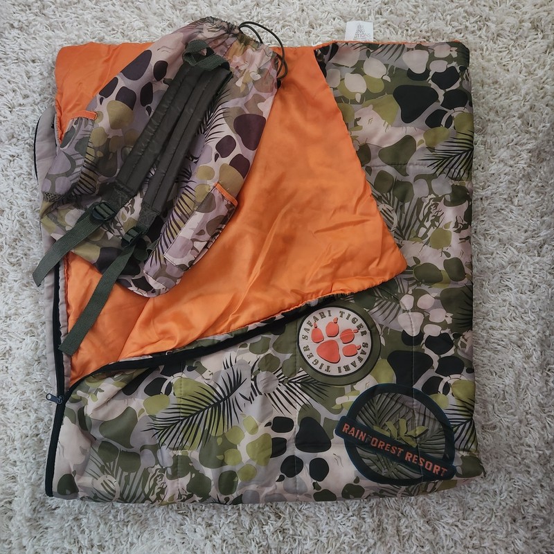 Vintage Tiger Excursion Rainforest Resort Kids Sleeping Bag - Safari Print Y2K