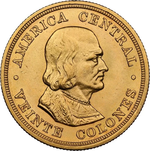 Costa Rica: Republic Gold 20 Colones 1897 NGC MS-63. Lustrous near-Gem! Stunning