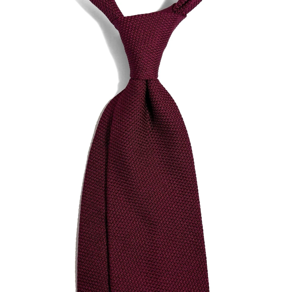 Gravata de seda borgonha granadina (Garza Fina) feita à mão na Itália - Imagem 2 de 4