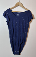 Aerie Superchill Bodysuit Women's Medium Navy Blue Stars Ruffle Sleeve Flowy M