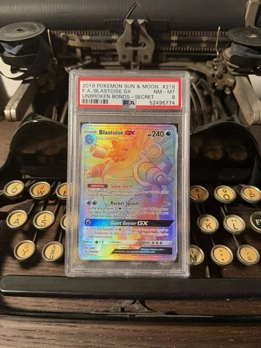 Pokémon Blastoise GX Sm-Unbroken Bonds Secret Rare Full Art PSA 218/214