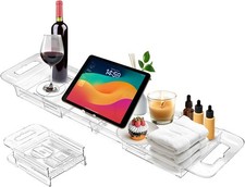 Expandable Bathtub Tray Caddy for Bath Relaxing Transparent Bath Accessories Ba