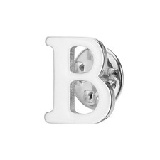 Letter Lapel Pins, Initial Alphabet Collar Pins, Silver Tone, Letter B