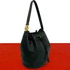 Christian Dior Logo Metal Shoulder Bag leather black 04762