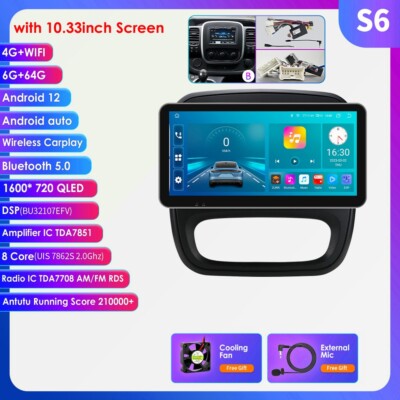 10.3'' Für Opel Vivaro B Renault Trafic 64G CarPlay Autoradio Android12 GPS Navi