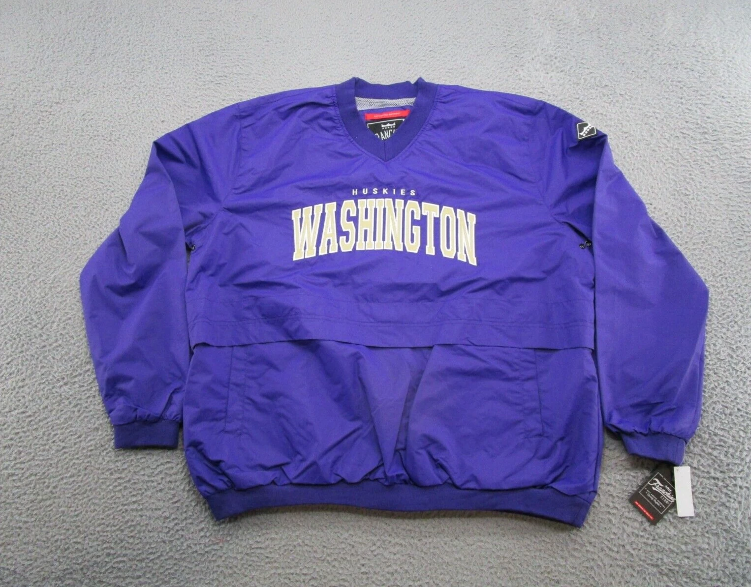 Franchise Club Washington University Huskies V Neck Windbreaker Jacket SZ XL NEW