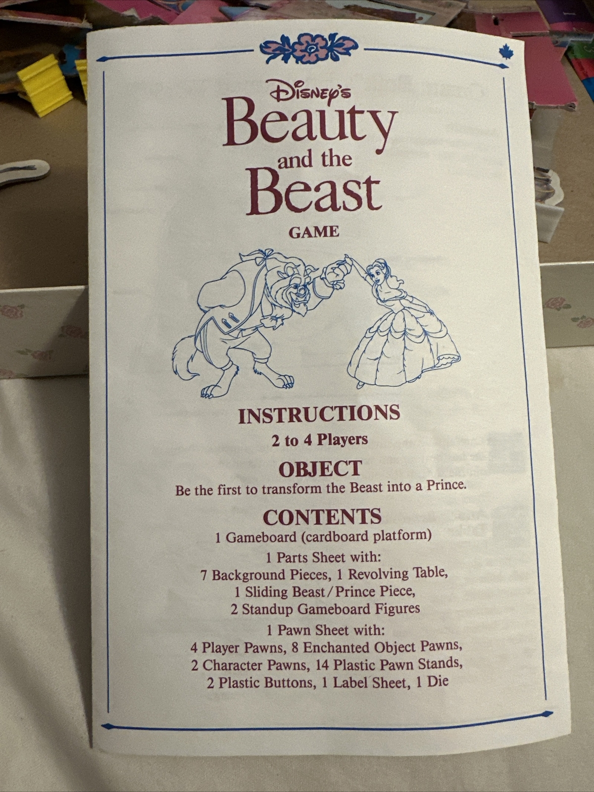 Disney Beauty and the Beast Game Complete 3D Game Board Belle Gaston Cogsworth