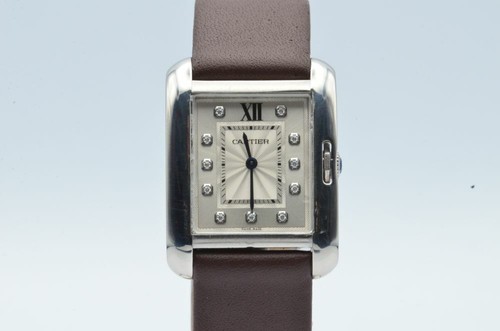 Cartier Tank Anglaise Quartz Women's Watch 1 1/32in Steel 3704 Vintage Strap 3