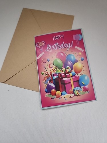 Birthday Note Card Happy Birthday Balloons Present  - Picture 2 of 5