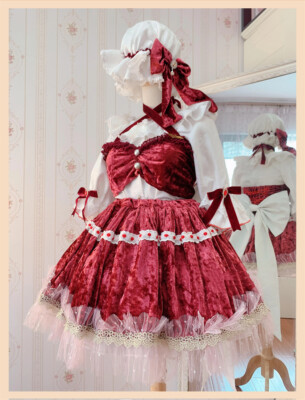 Touhou Project Flandre Scarlet Cosplay Custome Outfit Dress Lolita Halloween Set