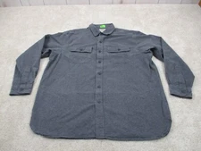 LL Bean Shirt Men Extra Large Gray Flannel Cotton Long Sleeve Casual Button Up
