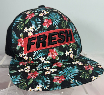 Sole Addiction Fresh Floral Black Snapback Baseball Cap Hat Womens Tropical