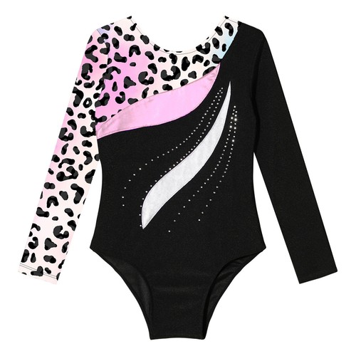 Kids Girls Rompers Shiny Bodysuit Ballet Unitard Tumbling Jumpsuit One Piece - Picture 17 of 76