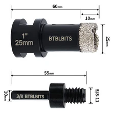 1" 25mm Diamond Core Drill Bit Hole Saw Set for Drilling Tile Granite & Adapter