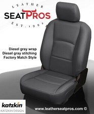 Leather Seat Covers For 13-18 Dodge Ram Crew Quad Cab Lapis Diesel Gray Katzkin Leather Seat Covers For 13-18 Dodge Ram Crew Quad Cab Lapis Diesel Gray Katzkin