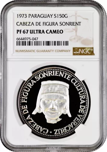 Paraguay 150 guaranies 1973, NGC PF67 UC, "Cultures of Mesoamerica - Veracruz"