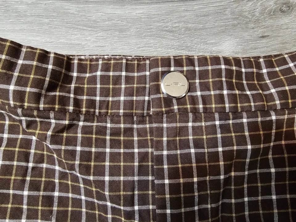 Pantalones Cortos de Golf Lauren Ralph Active LRL Para Mujer Caminar Marrón Blanco Cuadros Elastizados 8 Foto 3 de 4