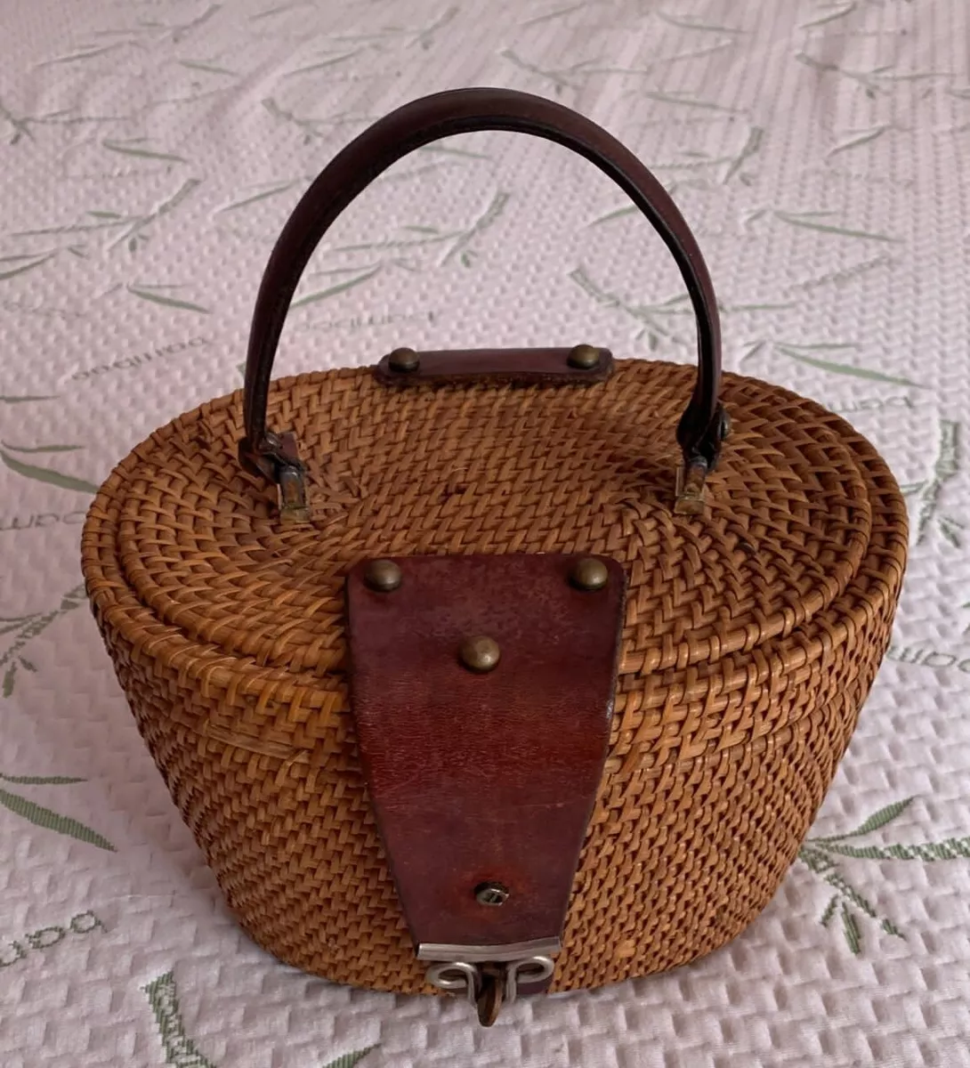 Wicker Basket Purse with Velvet Fruit, Vegetables and Flowers