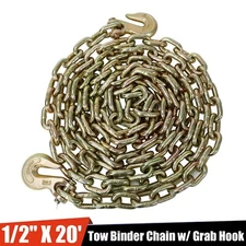 1/2" X 20' Truck Tie Down Binder Chain Transport Chain Tow Chain w/Grab Hook G70