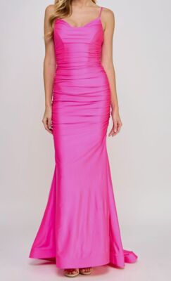 b. darlin gowns & formal dresses B Darlin Juniors' Spaghetti Strap V Neck Glitter Pattern Gown with Lace Up  Back