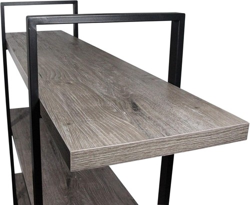 Freestanding Vintage 4-Tier Bookcase in Gray Oak Finish - Sturdy & Elegant - Picture 6 of 9