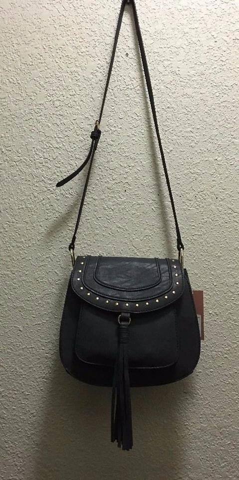 BOLSO BANDOLERA FRANCO SARTO REX SILLÍN OROPEL FLECOS NEGRO NUEVO Foto 2 de 4