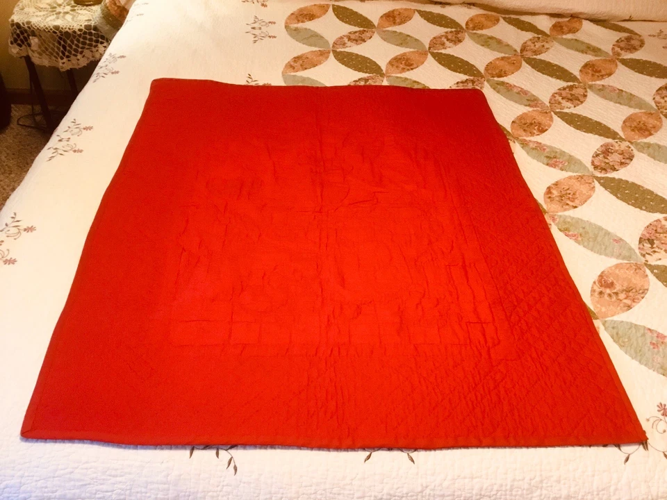 Edredón bebé pequeño vintage cosido a mano osos rojo azul cosido a mano multicolor 41x35 Foto 3 de 4