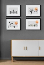 Scandi minimalist modern abstract bird tree sun print art 4 styles! -  FREE P&P