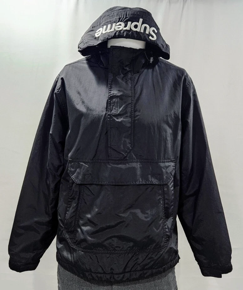 Pull noir demi zip logo à capuche Supreme FW17   Anorak moyen 2017 authentique