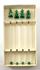 Pier 1 Glass Iridescent Christmas Tree Cocktail Drink Twizzlers Stirrers 8&rdquo;