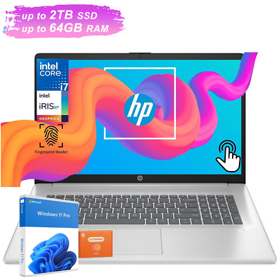 HP 17.3''Touch HD+ 250 nits Laptop,10Core i7-1355U,UpTo 64 2TB SSD +Win11 Pro