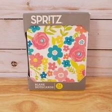 Spritz Blank Notecards 24 Count With Floral Vibrant Blooms Design New