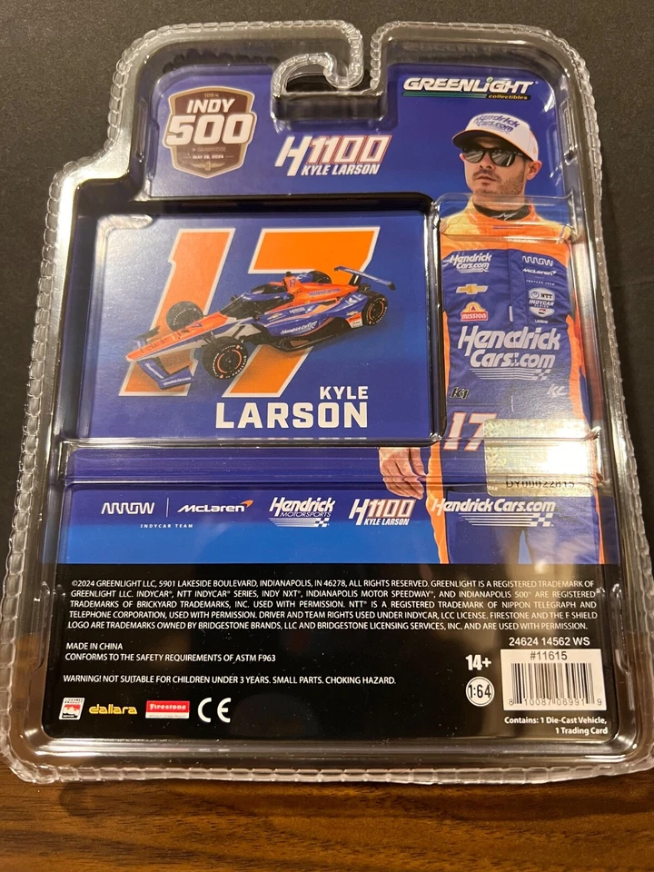 Kyle Larson 2024 #17 HendrickCars.Com INDY 500 H1100 INDY *ROOKIE* 1/64 - Image 3 of 4