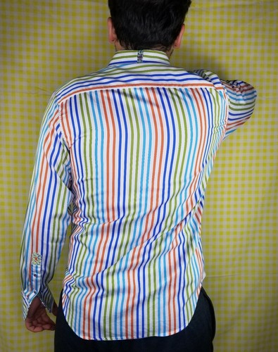 Robert Graham X Collection mehrfarbig gestreiftes Hemd Medium maßgeschneiderte Passform Flip-Manschetten - Bild 5 von 8