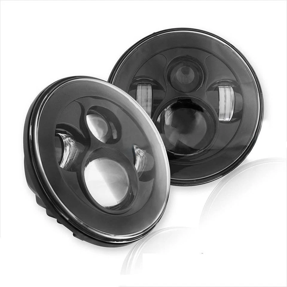 Fit Ford F1 1948 1949 1950 1951 1952 Pair 7" Inch Round LED Headlights Black DOT - Image 3 of 4
