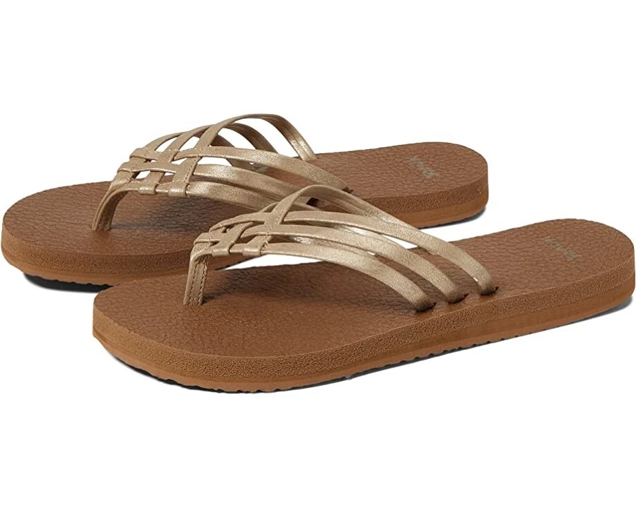 Sanuk Yoga Sandy Metallic Flip-Flop Sandals Strappy 11 Women's