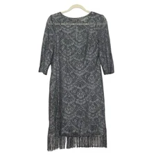 Jackie Jon New York Metallic Gatsby Fringe Sheath Lace Lined Dress - Size 12