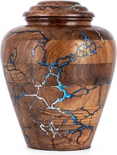 Cremation Urn for Human Ashes Adult Male Female Fractal Burned  Resin Artwork W