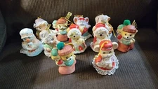 Set 11 Vtg JASCO Taiwan Caring Critters Critter Chimer Christmas Ornaments Read*