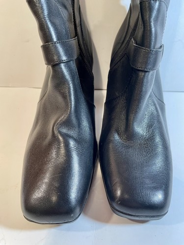 Tommy Hilfiger Miranda 2 Black Leather 3 Inch Block Heel Ankle Boots 7.5 - Picture 5 of 10
