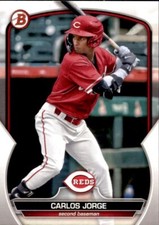 LOT OF 20 2023 BOWMAN DRAFT BASE PAPER PROSPECT BD105 CARLOS JORGE REDS