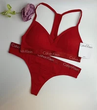 New Calvin Klein Triangle Bralette Padded Thong Set