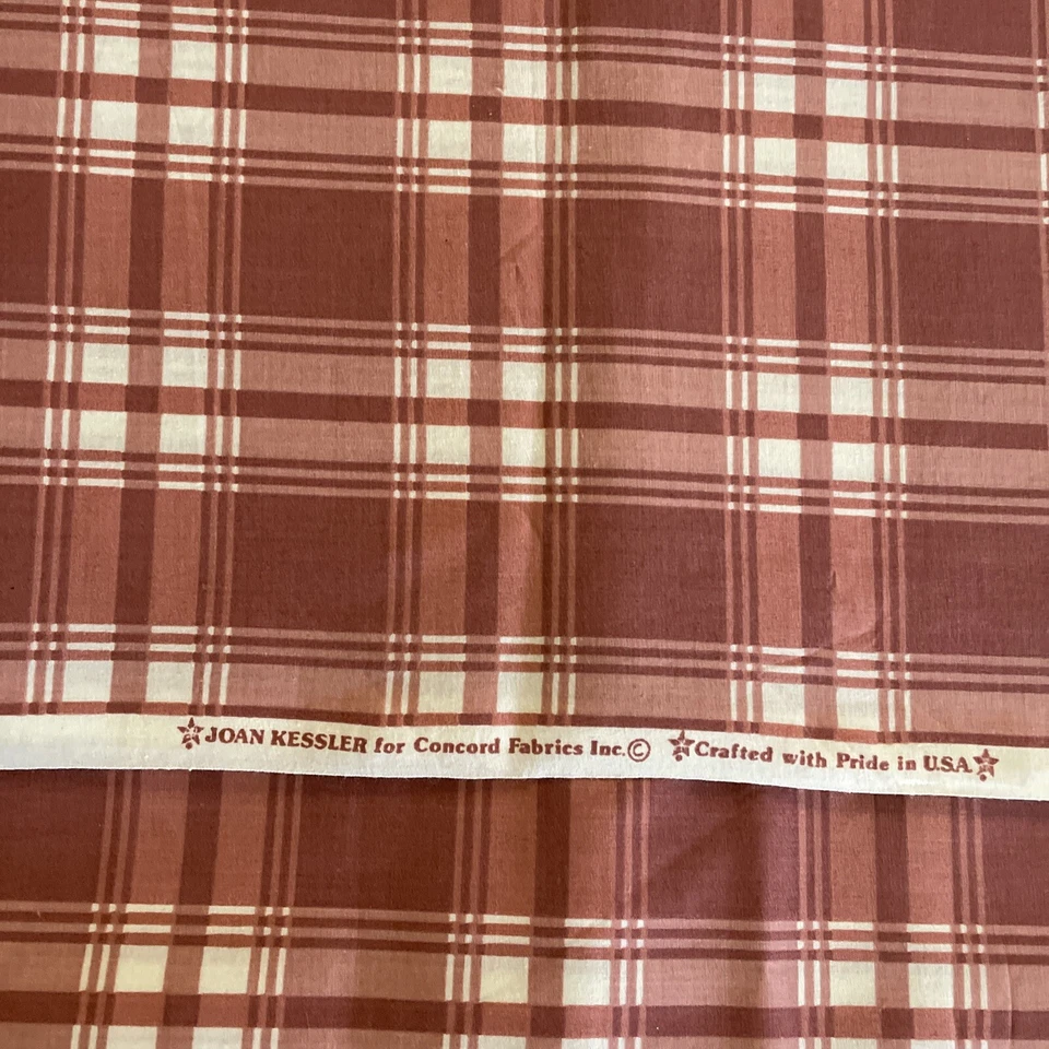 BTHY Joan Kessler For Concord Fabrics Plaid 100% Cotton Fabric Half Yard Mauve - Image 2 of 4