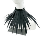 Gothic Punk Leather Fringe Choker Studded Feather Neck Collar Necklace Costume