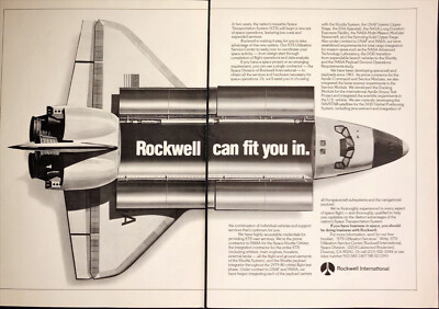 1977 Rockwell International Space Shuttle 2 PAGE Print Ad Payload Bays Open