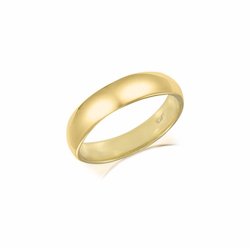 Men's 10K Yellow Gold 4mm Comfort Fit Wedding Band - Plain, Sizes 8 To 12.5 (Size 9 Shown) - View #3