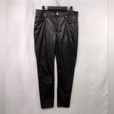NWOT Express Faux Leather High Rise Ankle Pants Womens 8 Black Casual Retro 90s