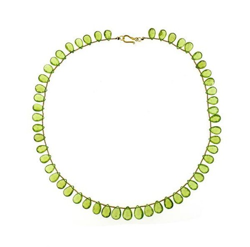 Vintage Peridot Briolette Necklace Estate Fine Jewelry Pre-Owned 14K Yellow Gold - Picture 8 of 12