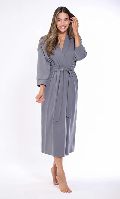 Women Cotton Soft Knit Lightweight Robe Long V-Neck Kimono Robes