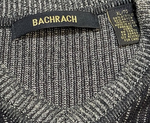 Bachrach Herren Strickshirt grau gestreift V-Ausschnitt Kurzarm Größe XL - Bild 3 von 4